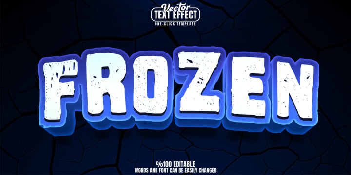 Frozen editable text effect, customizable ice and cold 3d font style