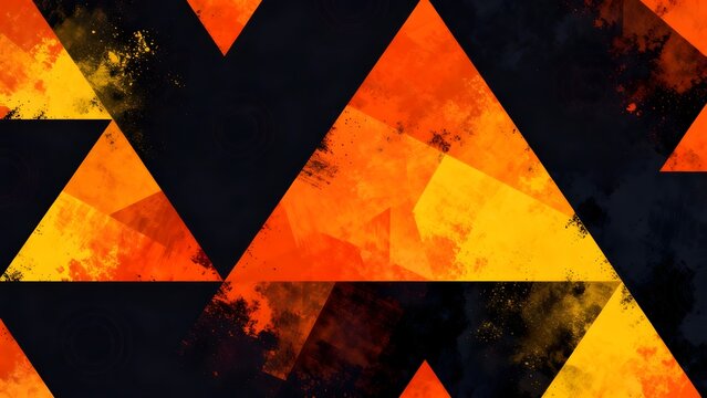 Abstract geometric pattern with orange and black triangles