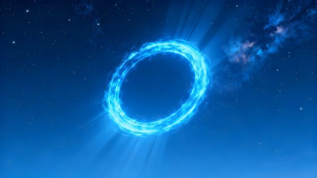 Blue glowing ring in space