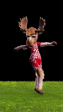 Funny Moose Soccer Player Kicking a Ball. 3D Animation