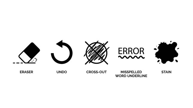 Editing and Proofreading Symbols and Action Icons Set