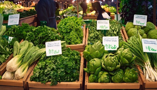 edible greens on display farmers market portland oregon