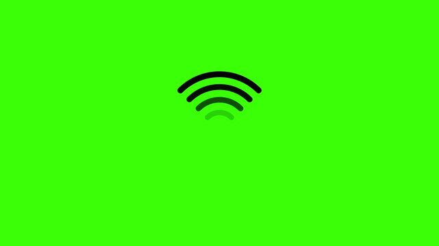Animated wi-fi signal loading loop on green screen for easy chroma key compositing wifi animation internet