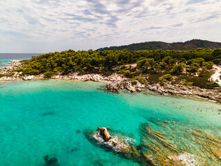 Fototapeta premium Kavourotrypes or Orange Beach in Sithonia, Halkidiki, Greece.