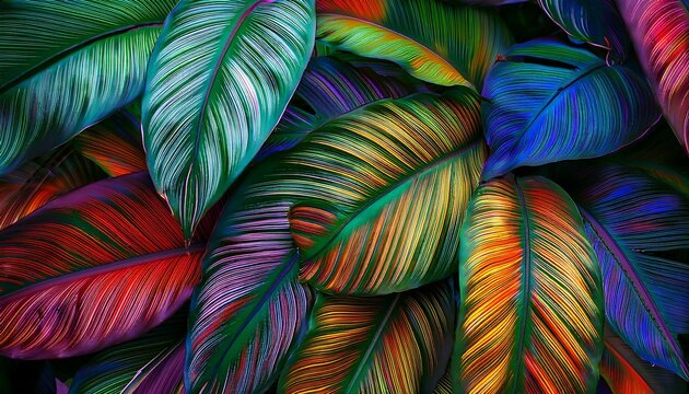 large tropical leaf backdrop intense color saturation screen detail