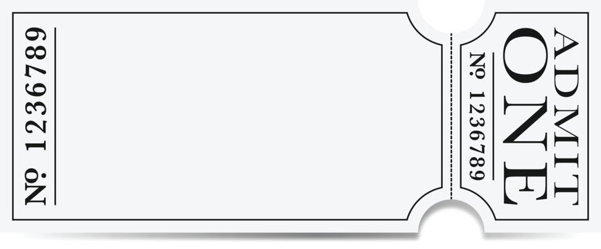 Blank white ticket. Empty ticket