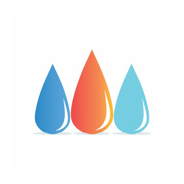 Three stylized flame and water drop icons in flat design