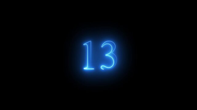 Neon number 13 with alpha channel, neon numbers, Bright neon glowing number 13, light pink . bright, glowing effect, smoothly transitioning between