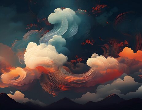 oriental style smoke cloud