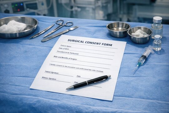 A medical consent form sitting on a table, ready for use