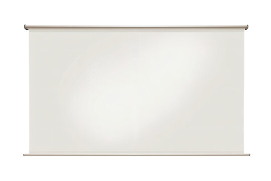 Versatile empty white projection screen or blank roll-up banner for presentations, advertising campaigns, and interactive digital displays, providing a spacious clean space for graphic design&nbsp;