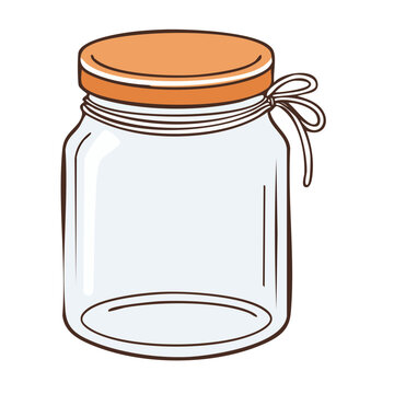 Illustration of a glass jar with orange lid and string