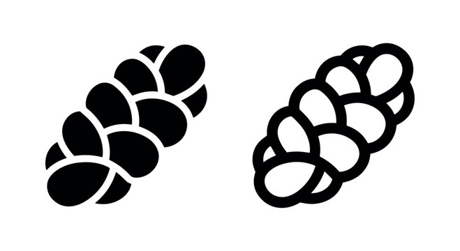 Braided Bread or Challah Icon - Bakery Food Vector Graphic