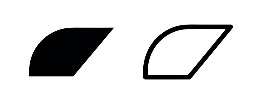 Abstract curved trapezoid shape icon, geometric design element.
