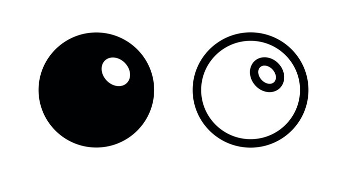 Black and white icons of eyes, round pupils with reflections