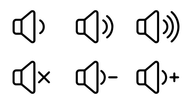 Volume Icons Set, Sound Control Symbols, Audio Level Indicators, Multimedia Controls