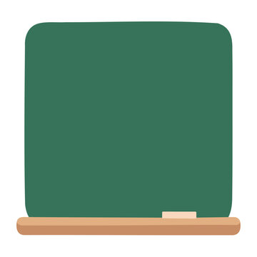 Simple illustration of a green chalkboard with wooden trim and a small piece of white chalk