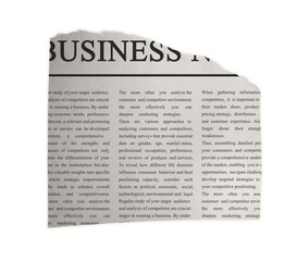 Fototapeta premium Newspaper piece with text isolated on white