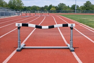 Fototapeta premium A black and white hurdle on a track, perfect for sports or racing themes