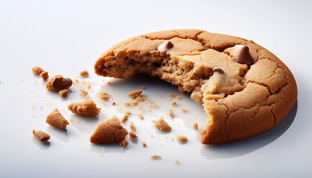 half eaten cookie with crumbs