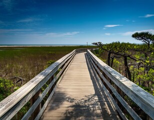 Fototapeta premium scenery along the cedar point tideland boardwalk trail in the croatan national forest near emerald isle north carolina