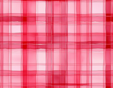 cute hand painted pink and red plaid seamless pattern wavy check background