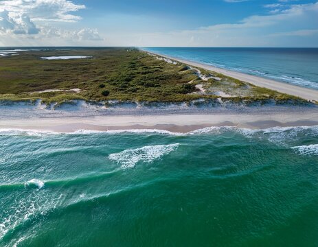 view of the beach at cape canaveral national seashore located in brevard county florida