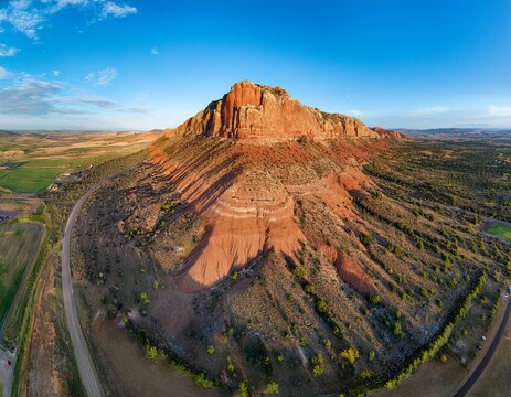 aerial drone panorama photo of mt garfield near grand junction colorado this scenic desert mesa mountain is on the western slope of the colorado rocky mountains