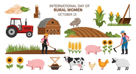 Fototapeta premium International day of rural women elements set