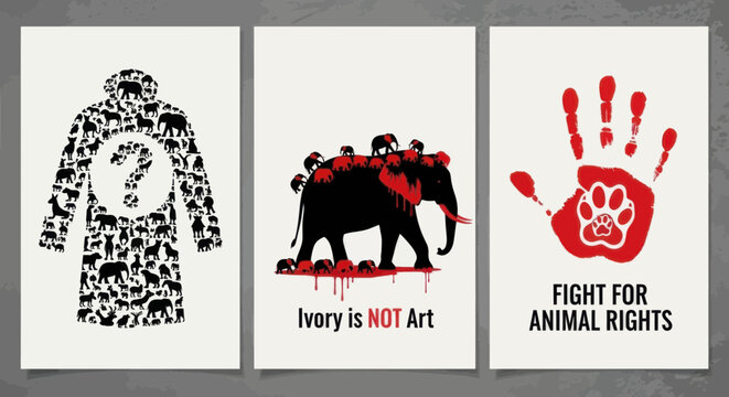 Animal rights and antipoaching awareness posters