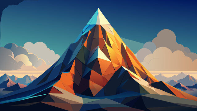 Geometric low poly mountain peak landscape vector graphic with mountain landscape geometric adventure outdoors climbing wilderness triangle abstract illustration background environment