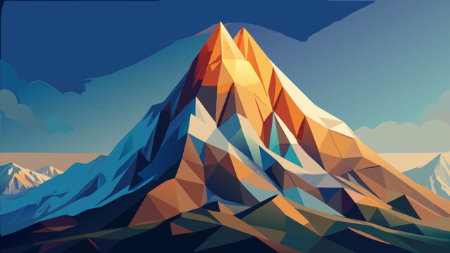 Stylized low poly mountain peak landscape illustration with mountain landscape geometric adventure stylized minimalist illustration background climbing environment abstract triangle