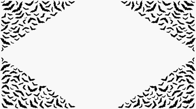 A spooky border made of bats for Halloween. Isolated on white background