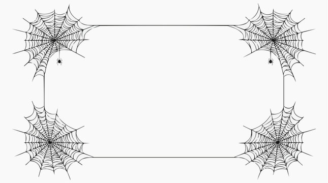 Spooky spider web frame design perfect for Halloween decorations and invitations. Isolated on white background