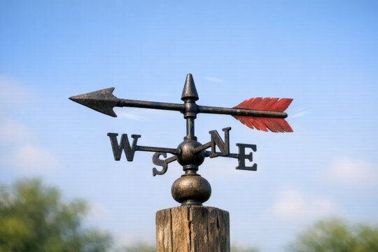 A traditional weather vane with an arrow pointing up or down, indicating wind direction