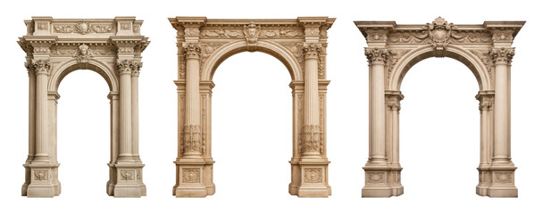 Obraz premium PNG Elegant stone archways with intricate carvings, transparent background