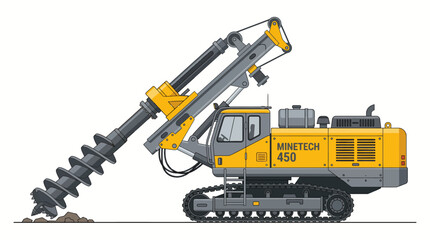 Obraz premium Heavy duty yellow industrial crawler drilling rig vehicle illustration