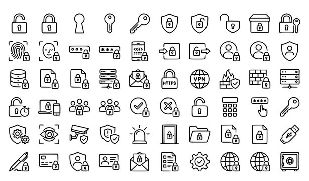 Locked and Unlocked Lock Icon Collection Vector
