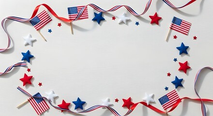 Obraz premium Patriotic American flag and star border frame