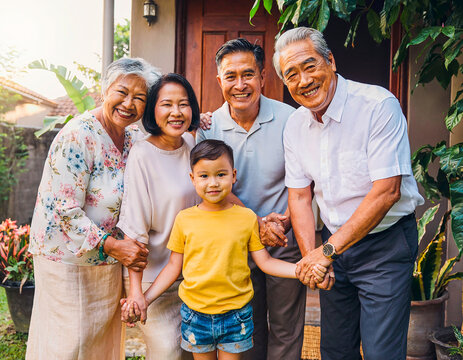 Happy Multigenerational Family Spending Time Together Outdoors