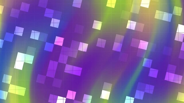 Abstract neon purple background with glowing square pattern gradient suitable for digital designs, futuristic projects, tech concepts, and artistic creations.