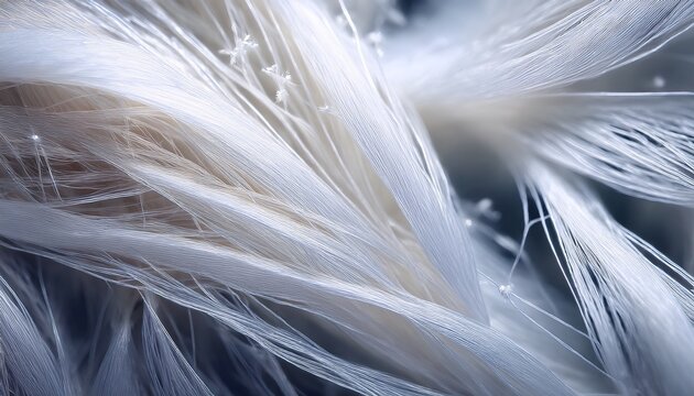 macro selective focus ethereal white fibers microscopic detail soft bokeh background for texture material and surface concepts