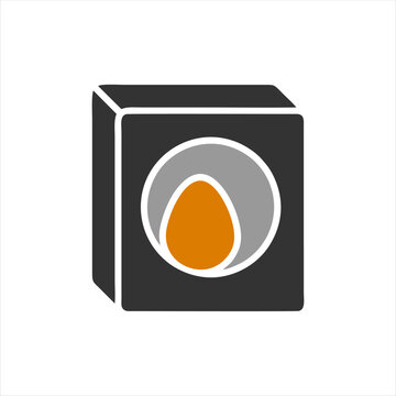 Minimalist Vector Icon of an Orange Egg in a Grey Box