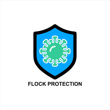 Virus Protection Shield Logo with Flock Protection Text