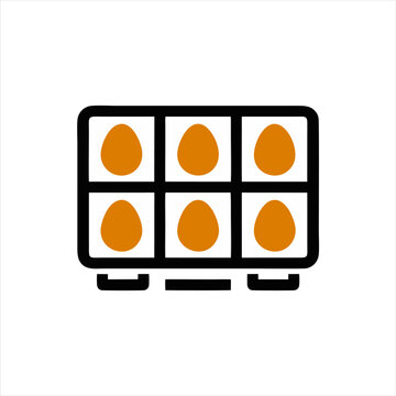 Vector icon of a half dozen brown eggs in a carton