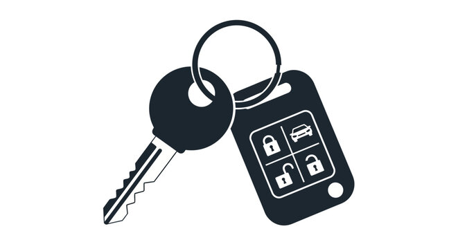 Car Key with Remote Control Fob Isolated on White Background for Automotive Security and Vehicle Access Representation