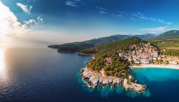 thassos greece aerial view of one of the main tourist attraction on the island