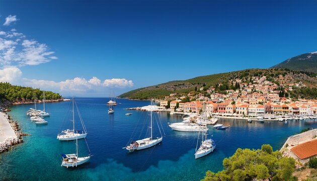 cephalonia fiscardo village and port important destination for yachting in the summer