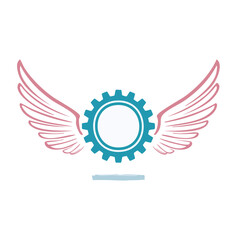 Obraz premium Teal Gear with Pink Wings Illustration