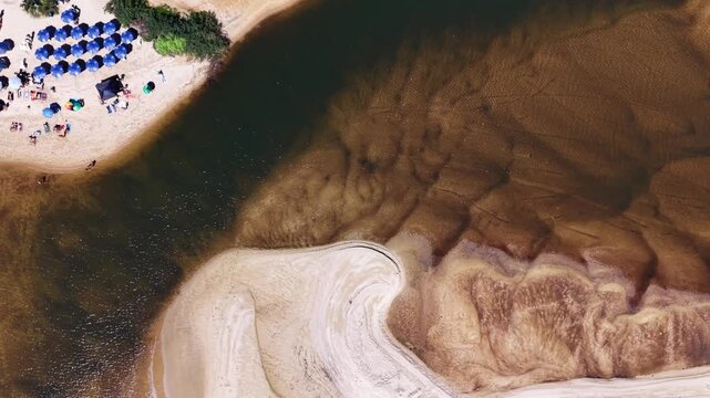 Aerial Drone Shot of a Tropical Coastal River